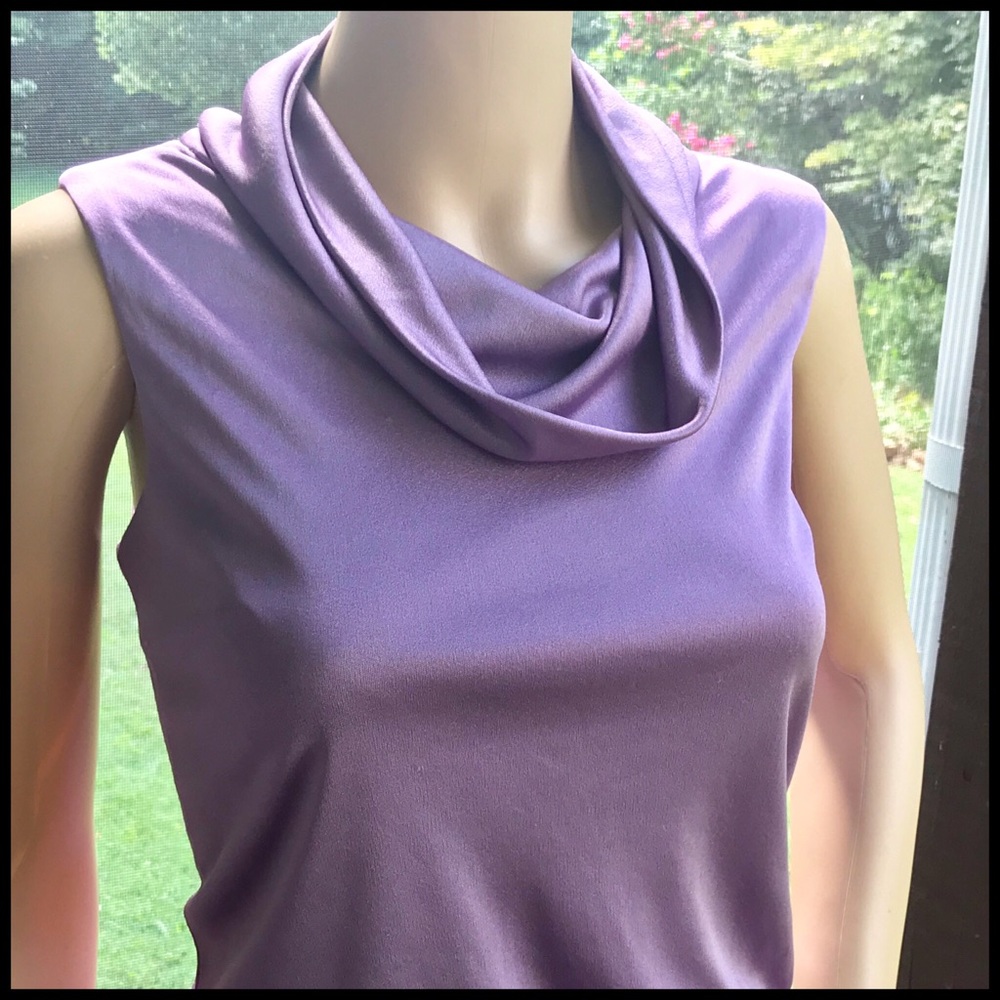 ▪️VTG▪️1970’s Sleeveless Lilac Purple Cowl Neck Blouson Dress - Picture 3 of 3
